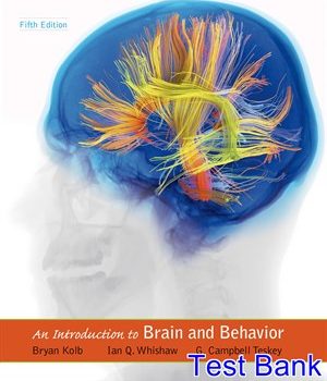 Test Bank For An Introduction To Brain And Behavior 5Th Ed By Kolb